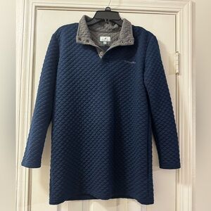 Properly tied Quilted Navy Pullover with Gray Trim